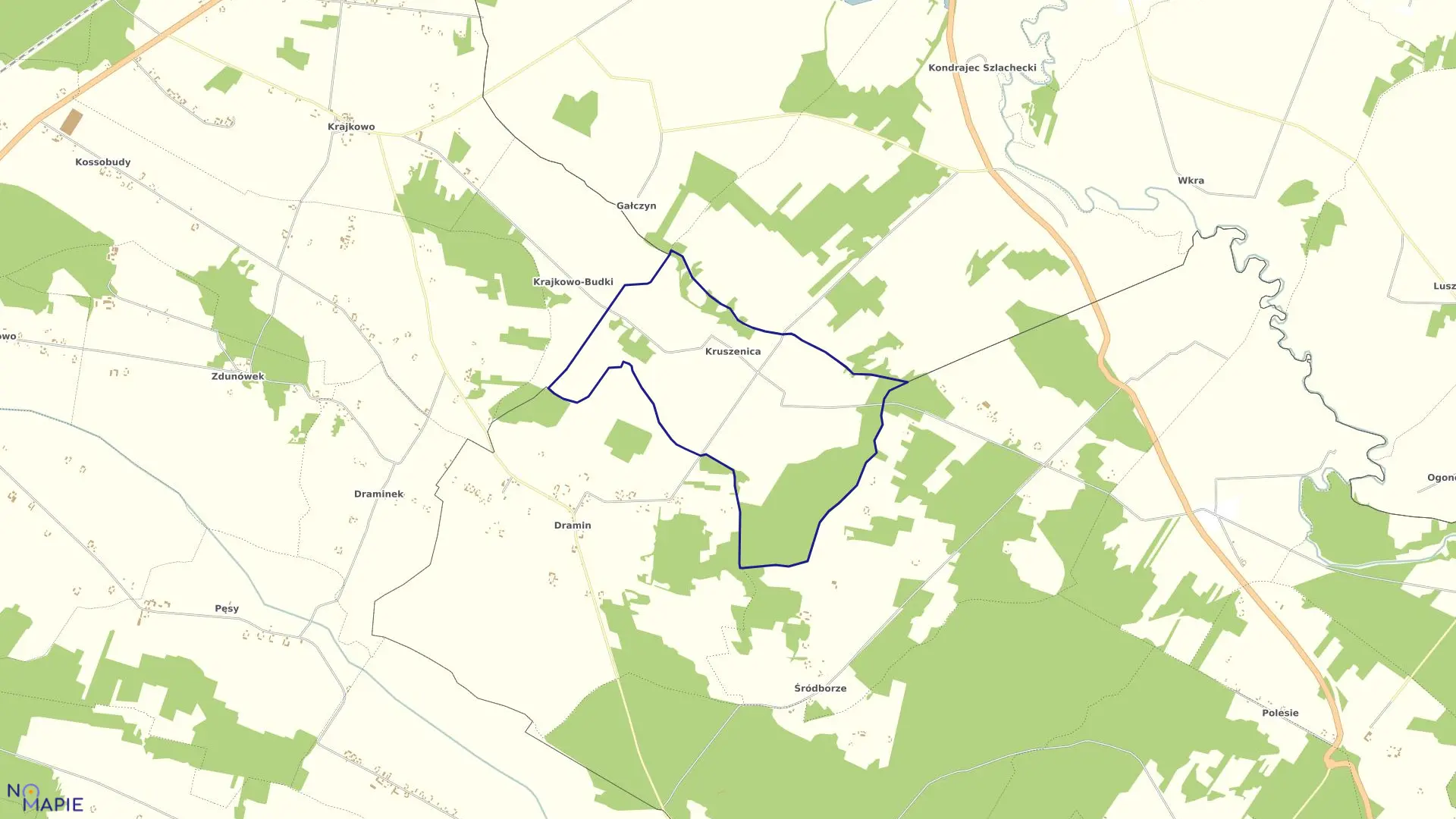 Mapa obrębu KRUSZENICA w gminie Raciąż