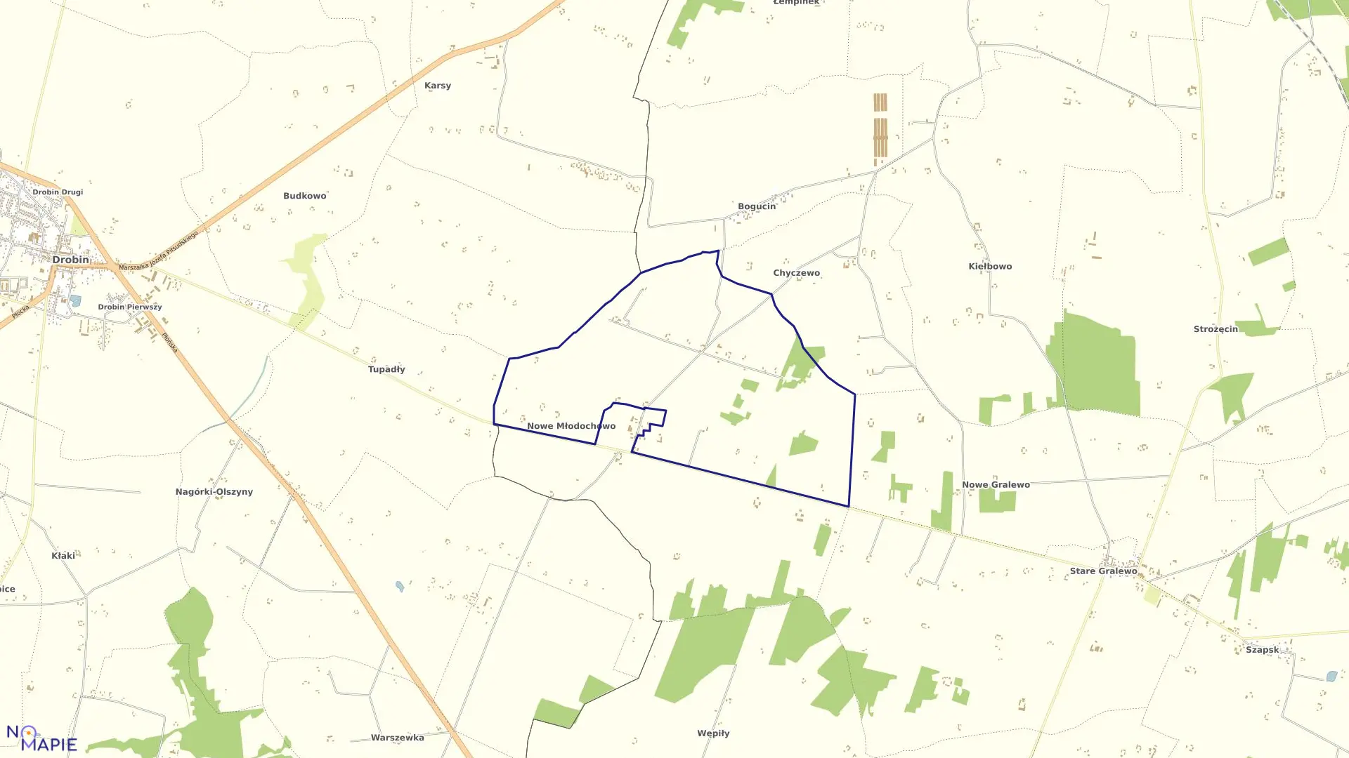 Mapa obrębu MŁODOCHOWO NOWE w gminie Raciąż