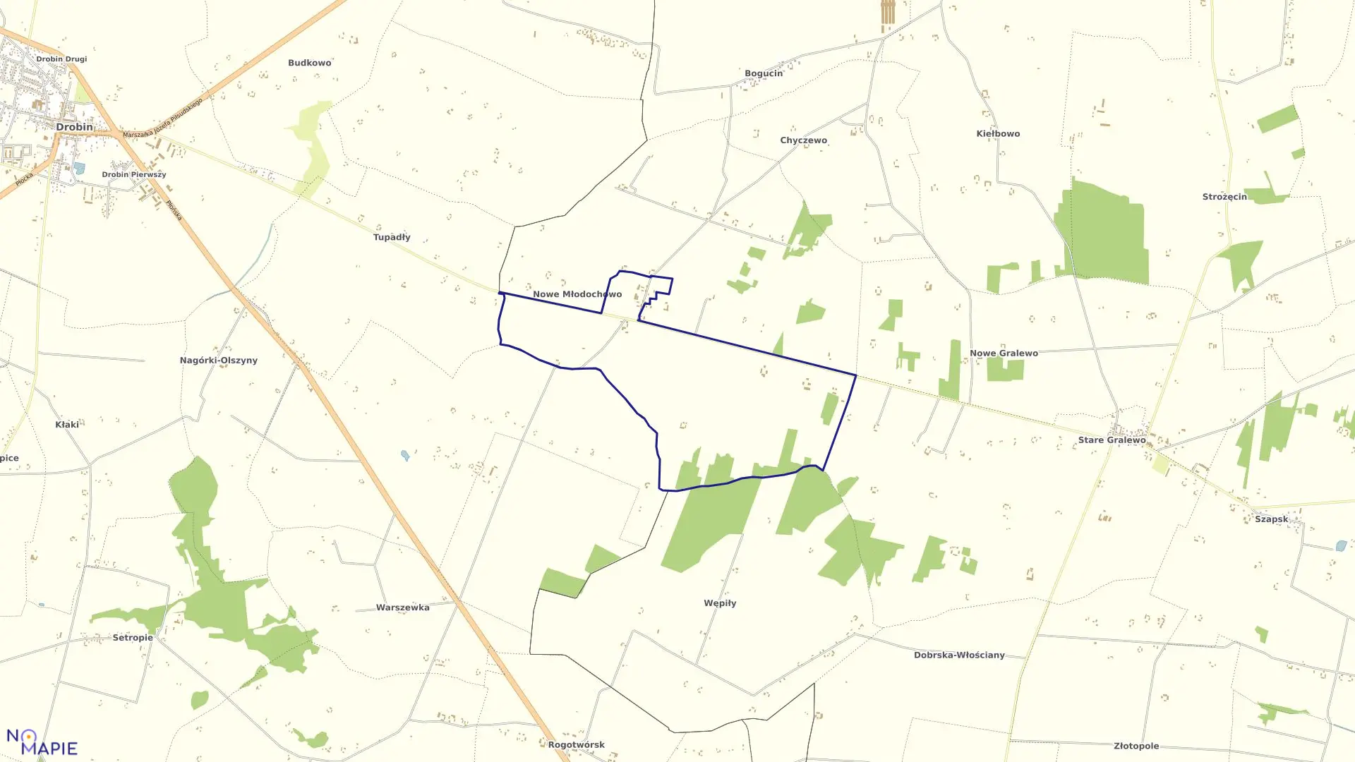 Mapa obrębu MŁODOCHOWO STARE w gminie Raciąż