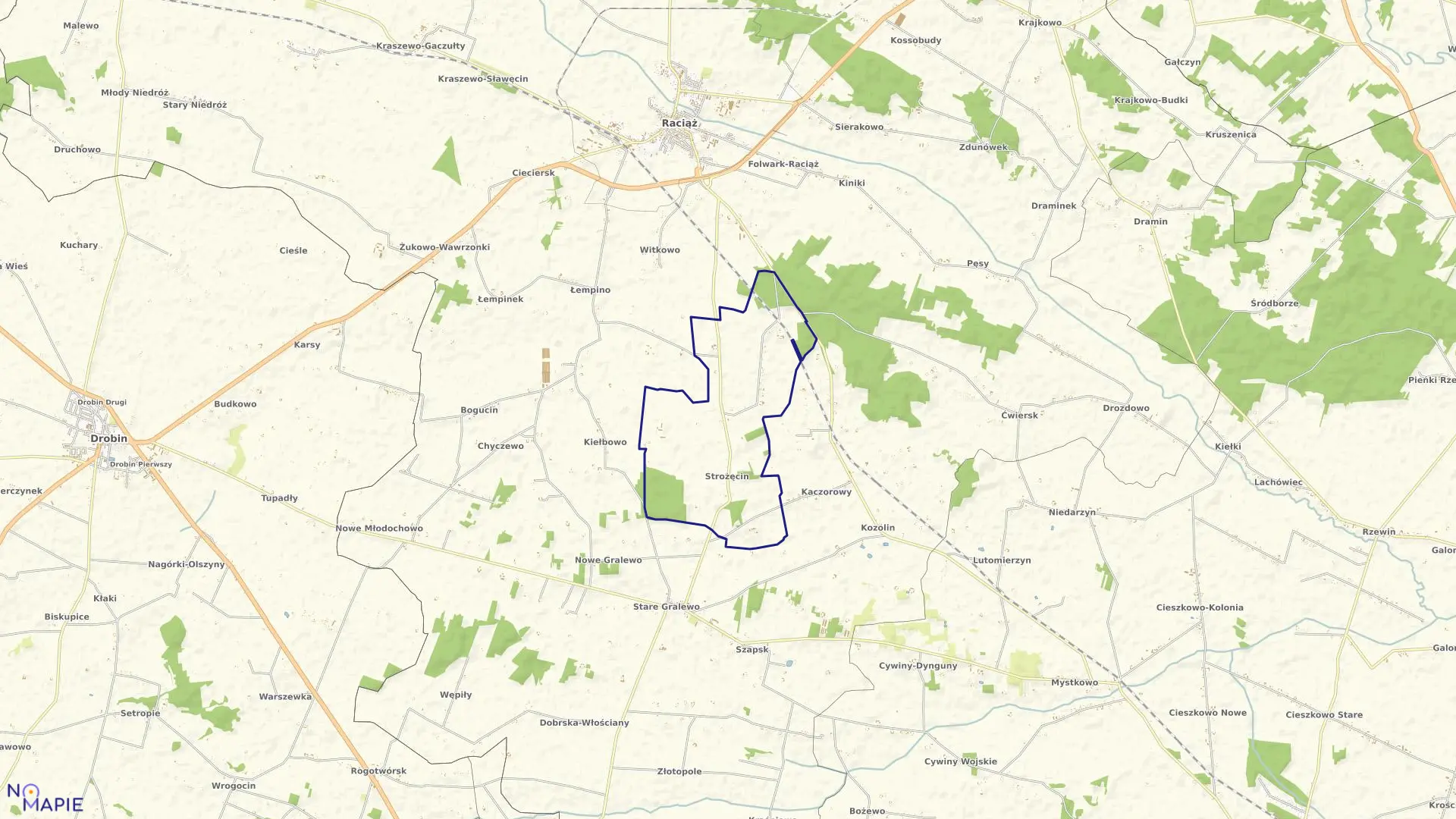 Mapa obrębu STROŻĘCIN w gminie Raciąż